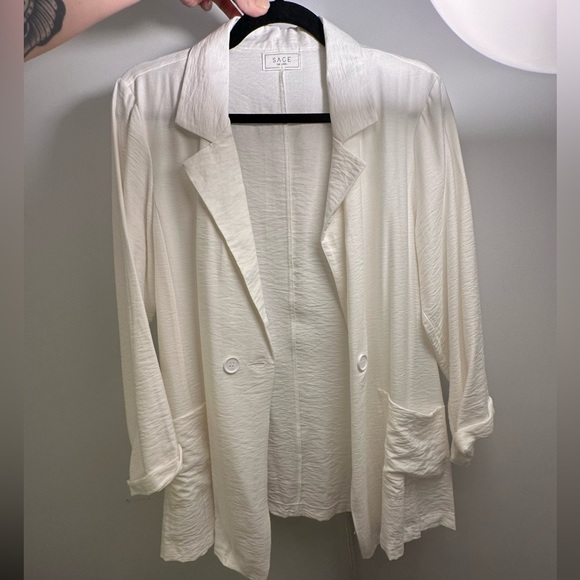 SAGE white cotton beachy blazer - Picture 3 of 6
